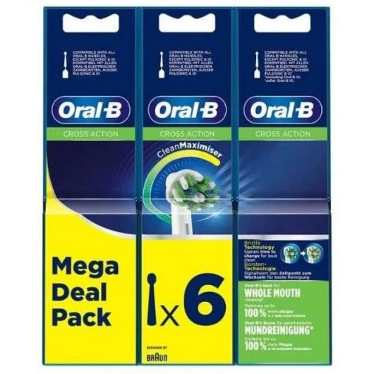 ORAL-B CROSSACTION RECAMBIO CEPILLO DENTAL ELECTRICO 6 UNIDADES