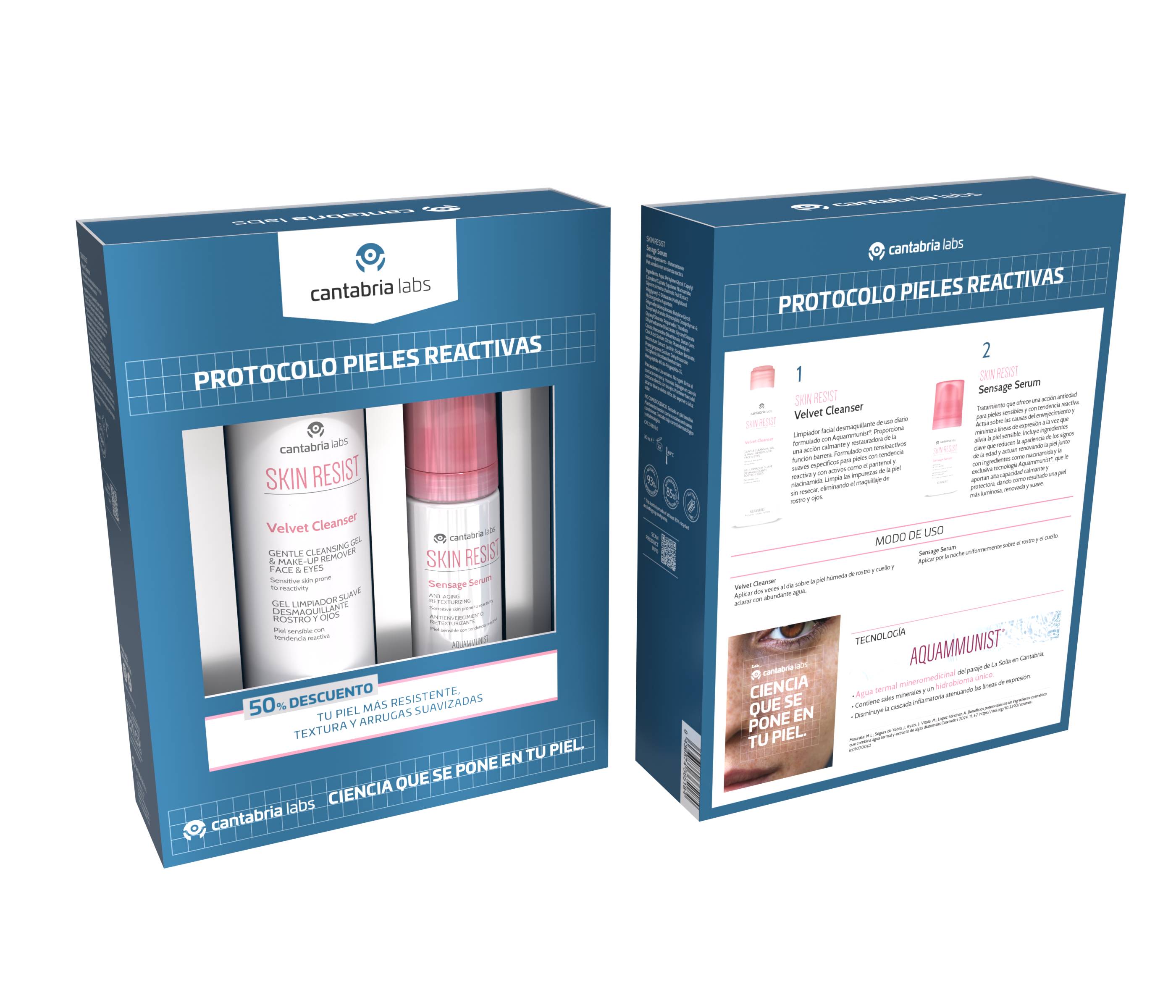 SKIN RESIST PACK PROTOCOLO PIELES REACTIVAS CONTORNO OJOS + LIMPIADOR 50%